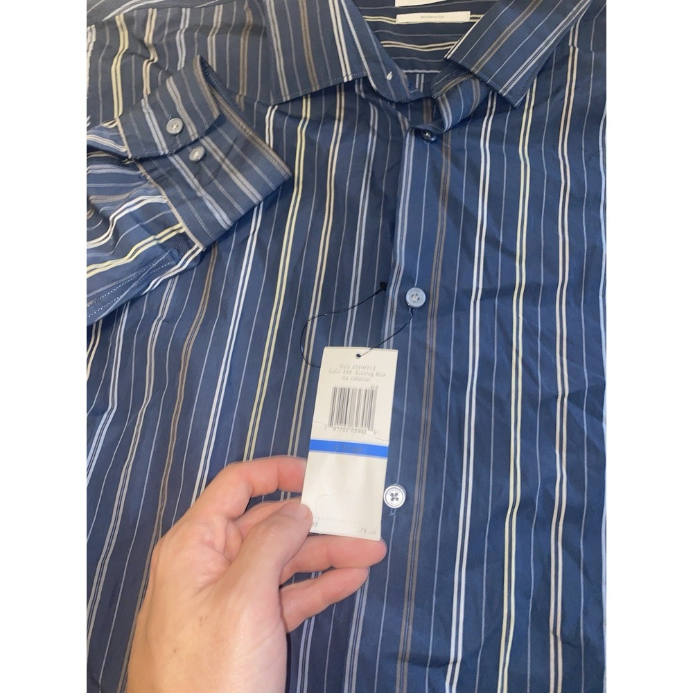Calvin Klein Evening Blue The Collector Long Sleeve Button Up Shirt Mens XL NWT - Picture 3 of 7